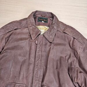 British Mist Bomber Jacket Men L Brown Leather Map Lining Vintage Aviator Flight